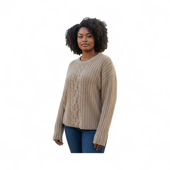 Jennifer Moore Women’s Soft Knit V-Neck Sweater in Tan size Large - Picture 1 of 7